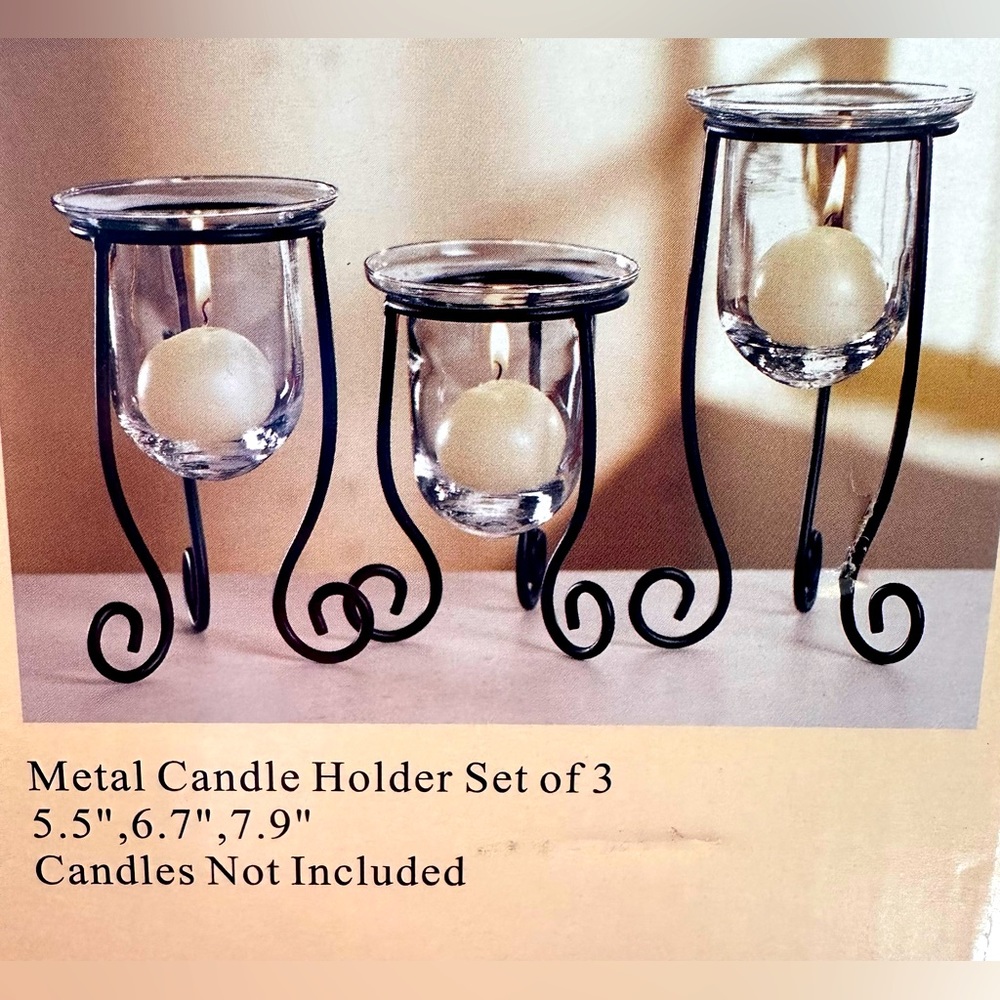 NEW Metal Candle Holder - set of 3